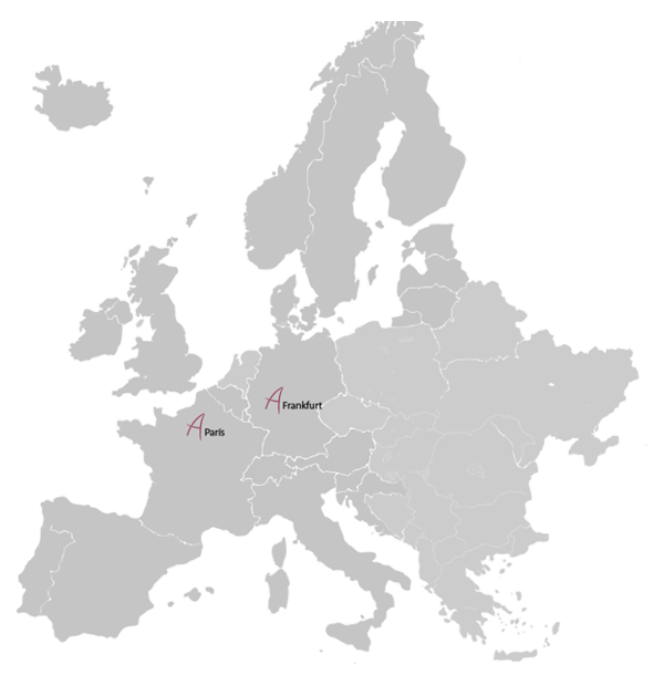 Europa Landkarte, deutschsprachiger Raum | Arscilio® -Strategien für Kanzleien